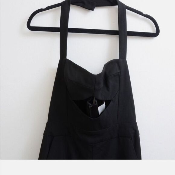 Michelle Mason Black Halter Jumpsuit with Cutout Details, US0 - Picture 7 of 15